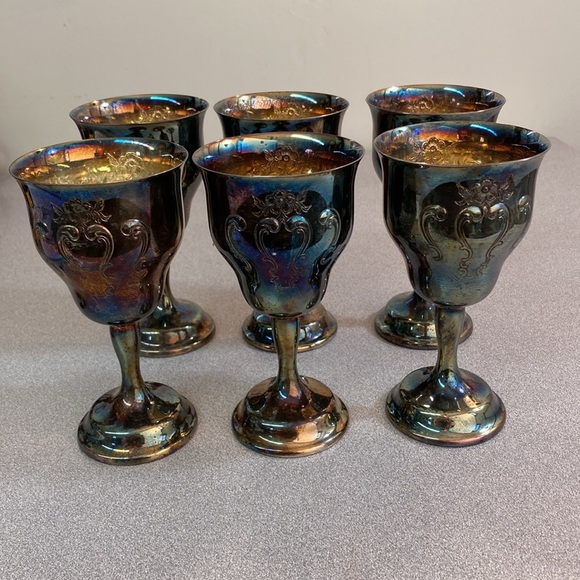 Gorham - Vintage silver plate chantilly water/wine goblets. - Picture 2 of 6